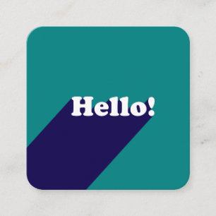 Elegant turkos pastellblå trendig hello typografi fyrkantigt visitkort
