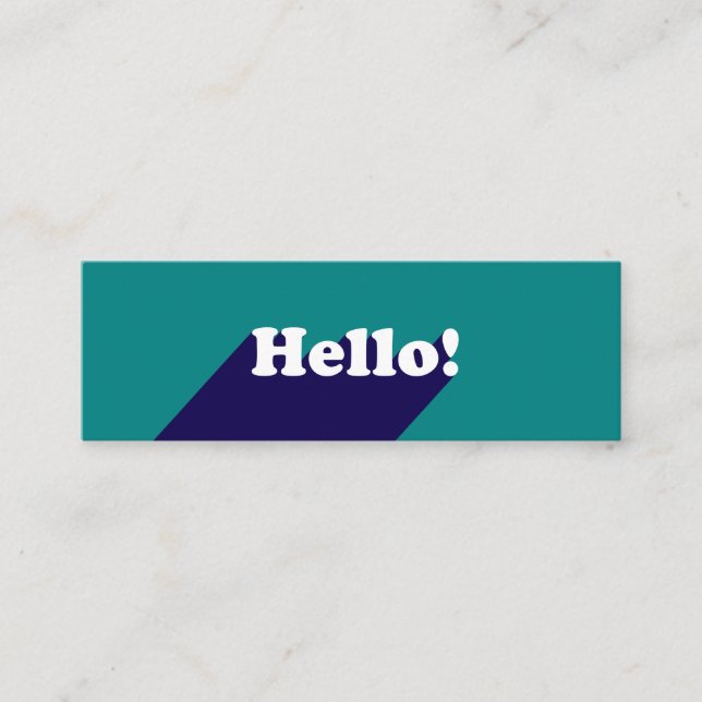 Elegant turkos pastellblå trendig hello-typografi mini visitkort (Framsida)
