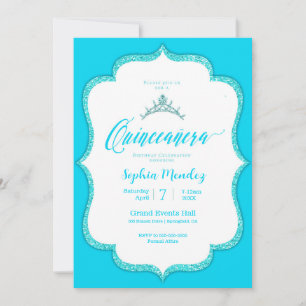 Elegant Turkos Quinceanera-inbjudan Inbjudningar
