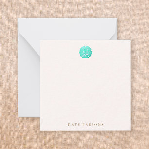 Elegant Turkos Sand Dollar Note Card Anteckningskort