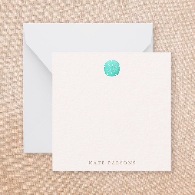 Elegant Turkos Sand Dollar Note Card Anteckningskort (Skapare uppladdad)