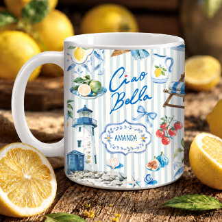 Elegant turkos siciliansk citron citruscollage kaffemugg