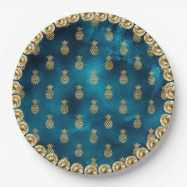 Elegant Turkos Teal Guld Pineapple Mönster