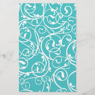Elegant Turkos Vintage Rulla Damask-mönster