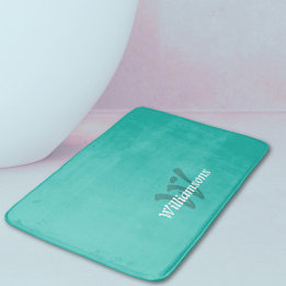 Elegant turkos vit teal monogramnamn badrumsmatta