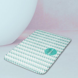 Elegant turkos vit teal prickar monogramnamn badrumsmatta