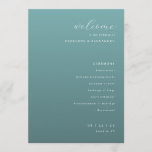 Elegant turkosblå bröllopsceremoni-schema program