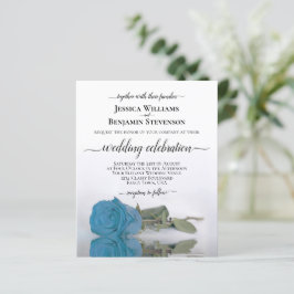 Elegant Turkosblå Ros BUDGET Bröllopsinbjudan