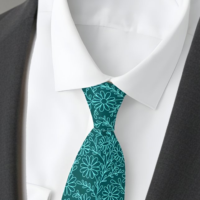 Elegant turkosblommig mönster slips (Skapare uppladdad)