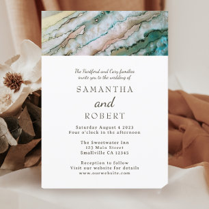 Elegant Turqoise och Guld Beach Wedding Inbjudningar