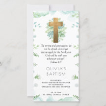 Elegant Turquise, Greenery Baptism Bookmark Favor