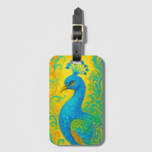 Elegant Turquise Peacock Bird Decorative Bagagebricka