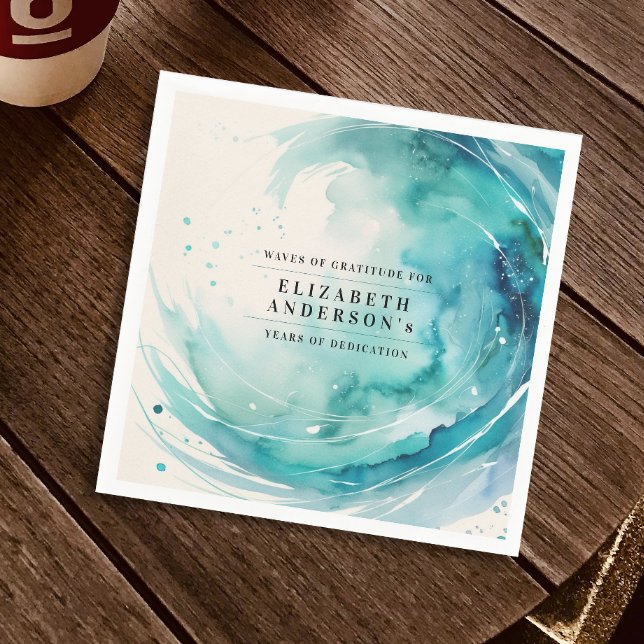 Elegant Turquise Pension Wave Ocean Watercolor Pappersservett (Skapare uppladdad)