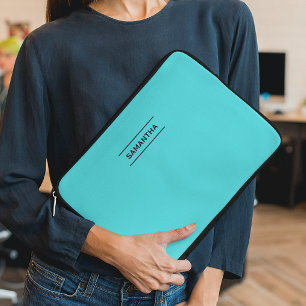 Elegant Turquoise med namn bärbar datorskydd Laptop Fodral