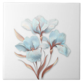 Elegant Turquoise Rose Gold Stylized Lilies Kakelplatta