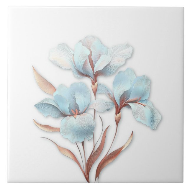 Elegant Turquoise Rose Gold Stylized Lilies Kakelplatta (Framsidan)