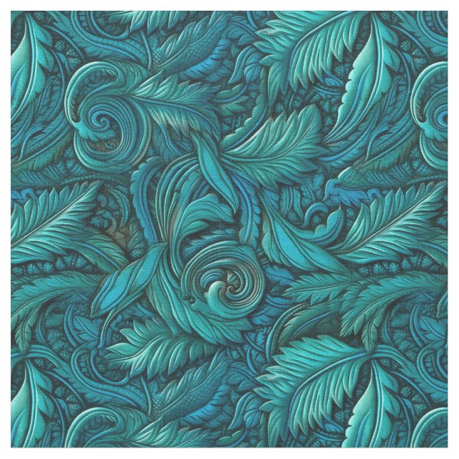 Elegant turquoise tooled leather  tyg (Närbild)