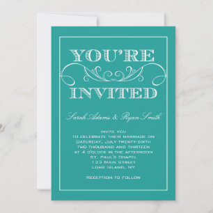 Elegant Turquoise Wedding bjudande Inbjudningar