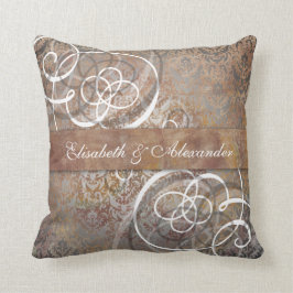 Elegant Tuscan Damask Anpassningsbar Newlyged Bröl Kudde