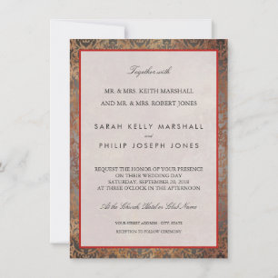 Elegant Tuscan Damask bröllopsinbjudan Inbjudningar