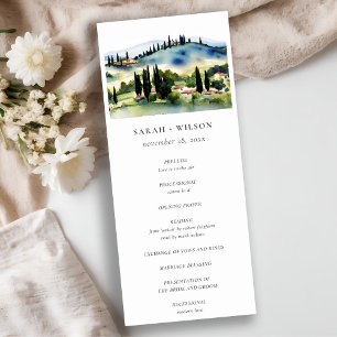 Elegant Tuscany Italien liggande Bröllopsprogram Inbjudningar