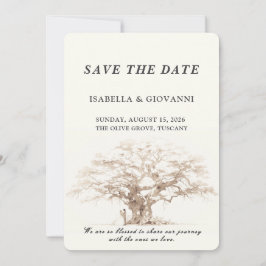 Elegant Tuscany Olive Tree Wedding Save The Date Inbjudningar