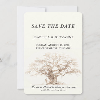 Elegant Tuscany Olive Tree Wedding Save The Date Inbjudningar