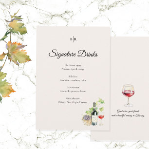 Elegant Tuscany Signaturdrycker Bröllopsskylt Meny