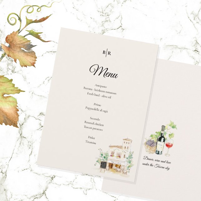 Elegant Tuscany Wedding Menu Italian Villa Dinner Meny (Skapare uppladdad)