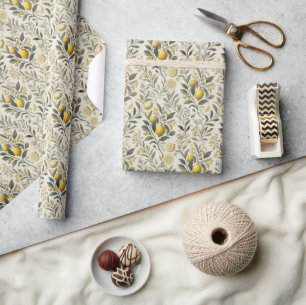Elegant tusensk lemongul och oliv omslagspapper presentpapper