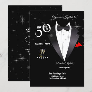 Elegant Tuxedo 50:e Födelsedagsfest inbjudan
