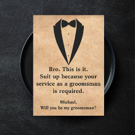 elegant tuxedo minimal modern groomsman Kraft Inbjudningar