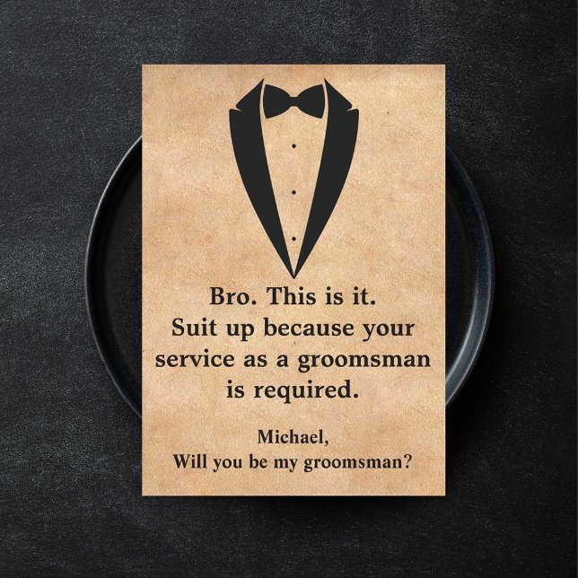elegant tuxedo minimal modern groomsman Kraft Inbjudningar (Skapare uppladdad)