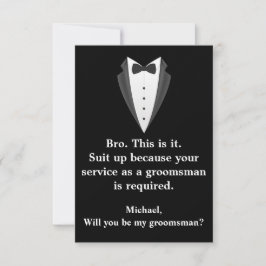 elegant tuxedo svartvit modern groomsman inbjudningar