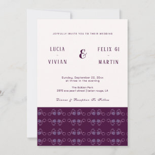 Elegant två Färg Paisley Violet Rustic Bröllop Inbjudningar
