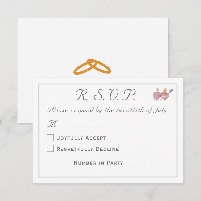 Elegant Två Hjärtan Katolsk Bröllop OSA Kort (Fram/baksida)