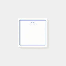 Elegant Två Monogram Navyblå Geometrisk Kant  Post-it Block