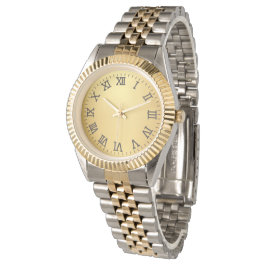 Elegant Tvåtonad Guld & Silver Romersk Siffra Armbandsur