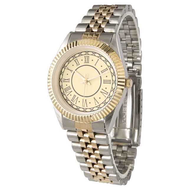 Elegant Tvåtons Silver och Guld Klassisk Damklocka Armbandsur (Vinklad)