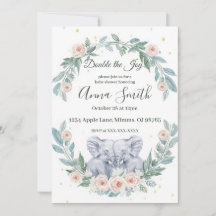 Elegant tvilling-födelsedagsinbjudan – Akvarell
