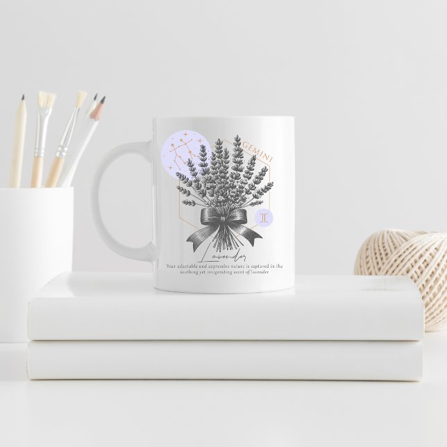 Elegant Tvillingarnas Mugg Zodiak Kaffemugg Blommi (Gemini birth flower mug)