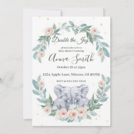 Elegant Twin Baby Shower Invitation – Watercolor Inbjudningar