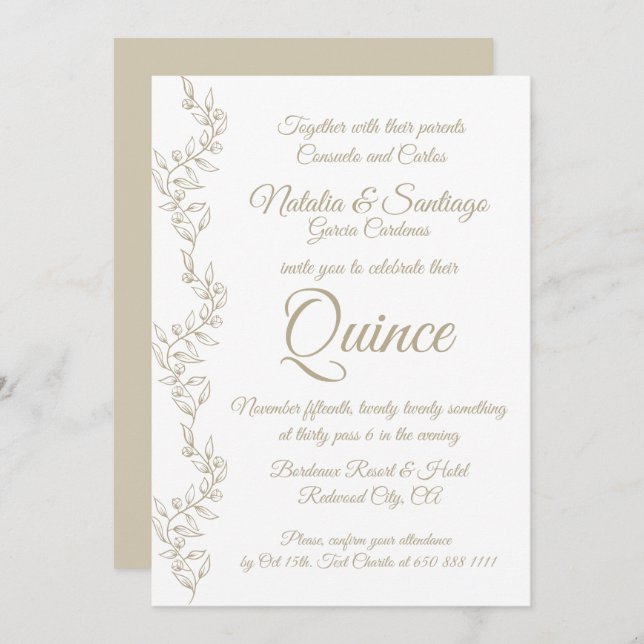 Elegant Twin Boy Fiesta de Quince Inbjudningar (Fram/baksida)