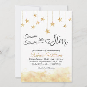 Elegant Twinkle Little Star Guld Cloud Baby Shower Inbjudningar