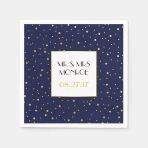 Elegant Twinkle Stars Midnight Blå himmel och Guld Pappersservett