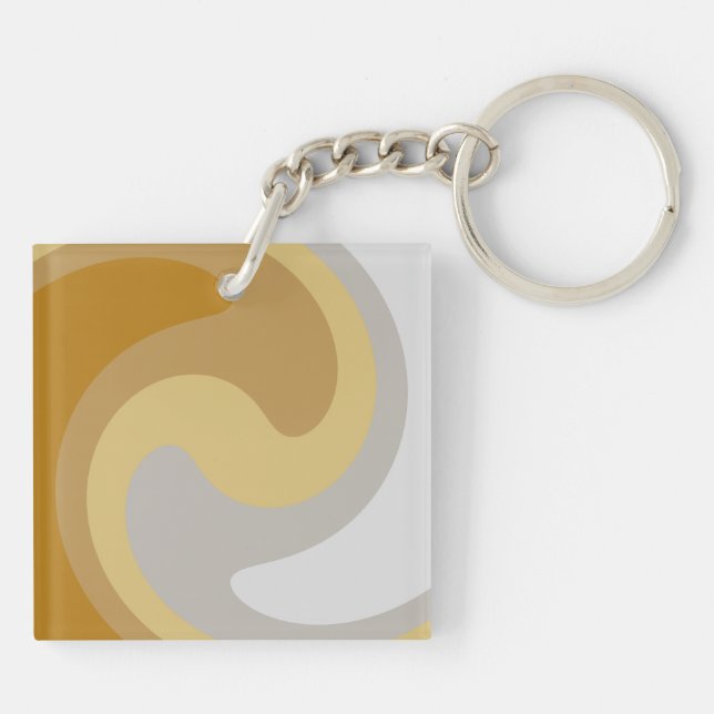 Elegant Twirl Art i Golden Gult, Silverish Grått (Baksidan)