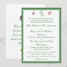Elegant Two Hearts Catholic Wedding Invitation