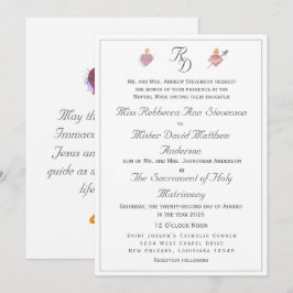 Elegant Two Hearts Catholic Wedding Invitation Inbjudningar