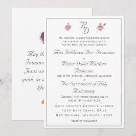 Elegant Two Hearts Catholic Wedding Invitation Inbjudningar