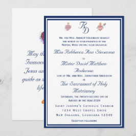 Elegant Two Hearts Catholic Wedding Invitation Inbjudningar